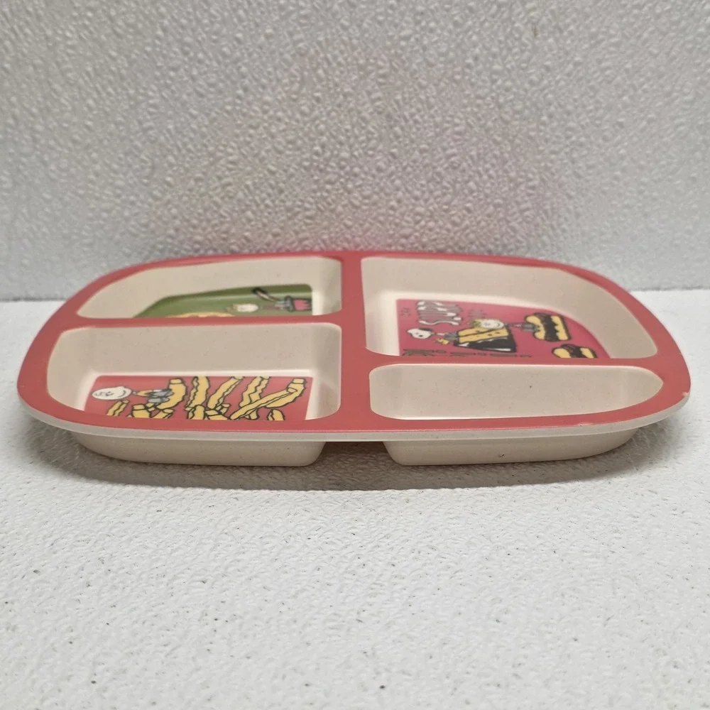 2020 Peanuts Worldwide LLC Set Of 2 Melamine Divided Plates Pizza Fries Cake